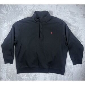 Polo Ralph Lauren Mens Snap Mock Double Knit Pullover Sweatshirt 3XB Black